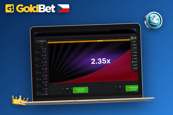 Odpovědná hra Aviator v Goldbet Casino – klidný hráč u notebooku s ikonou štítu