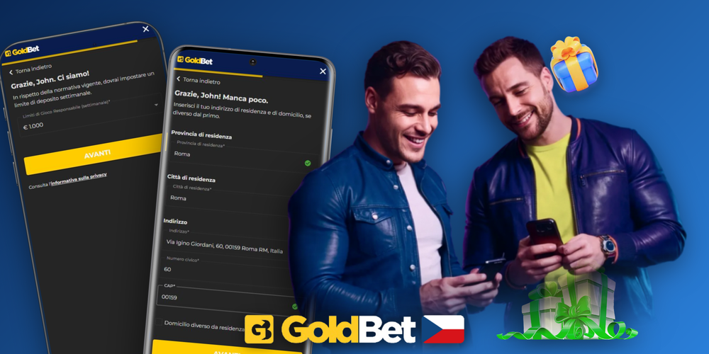 Tři kroky registrace Goldbet Casino – formulář, ověření totožnosti a potvrzený účet