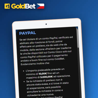 Bankovní převod v korunách pro vyšší výběry na účet v Goldbet Casino